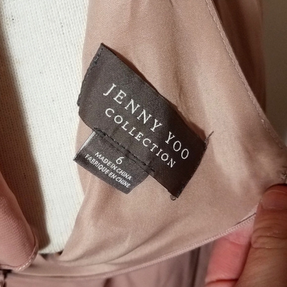 Jenny Yoo Delaney Bridesmaid Blush Rose Petal Dress Maxi V Neck Low Back Bow - Picture 12 of 12